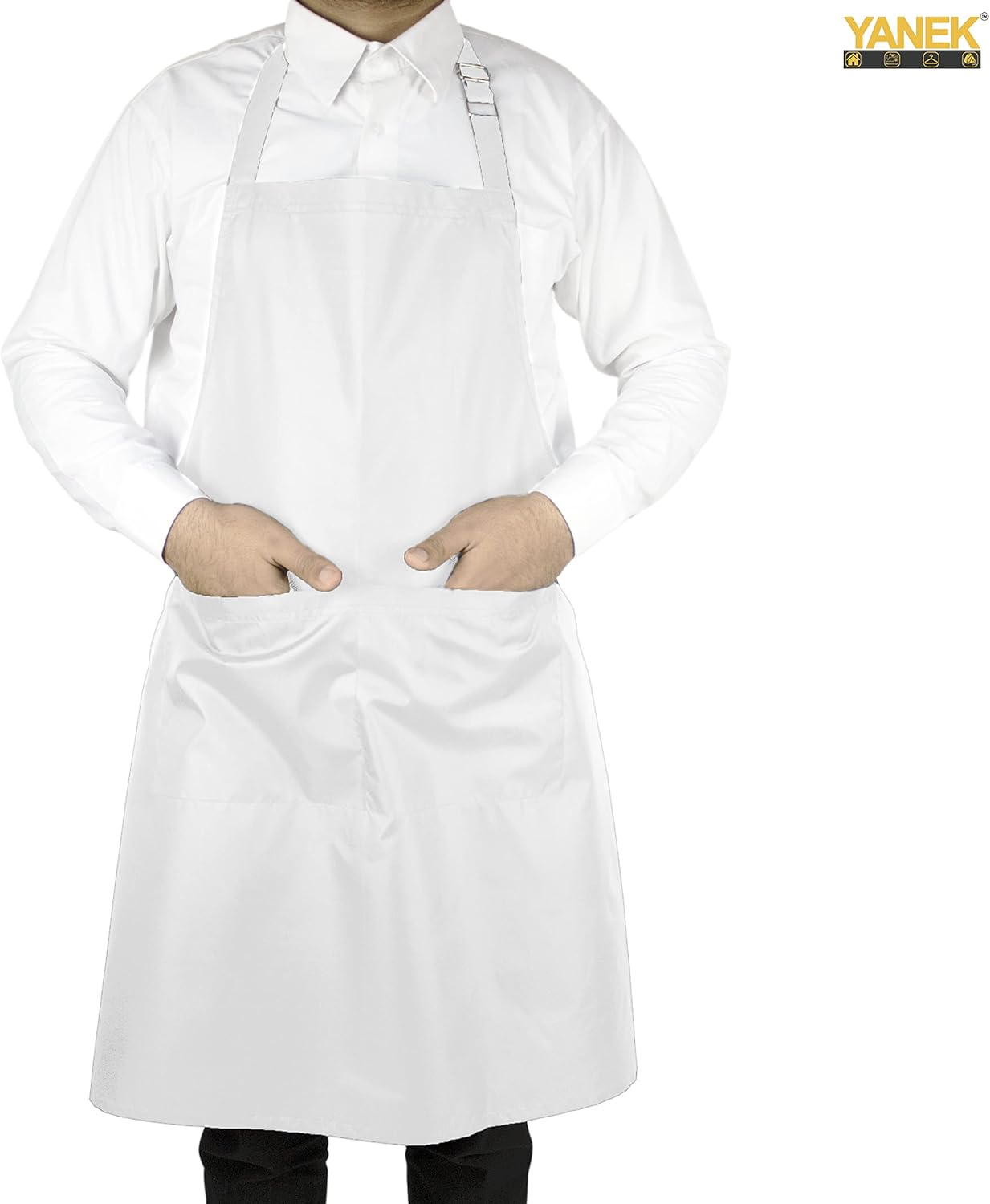 YANEK Waterproof Kitchen Apron – Unisex Adjustable Apron with 2 Pockets | Waterproof & Durable for Restaurant, Café, Workshop | Wholesale Kitchen Uniforms UAE.