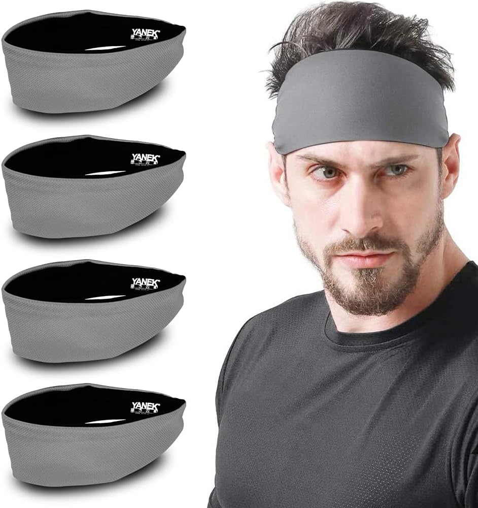 YANEK Headband – Unisex Sweatband with Anti-Odour & Non-Slip Grip | For Workout, Gym & Sports | Pack of 4 | Wholesale Sports Goods UAE.