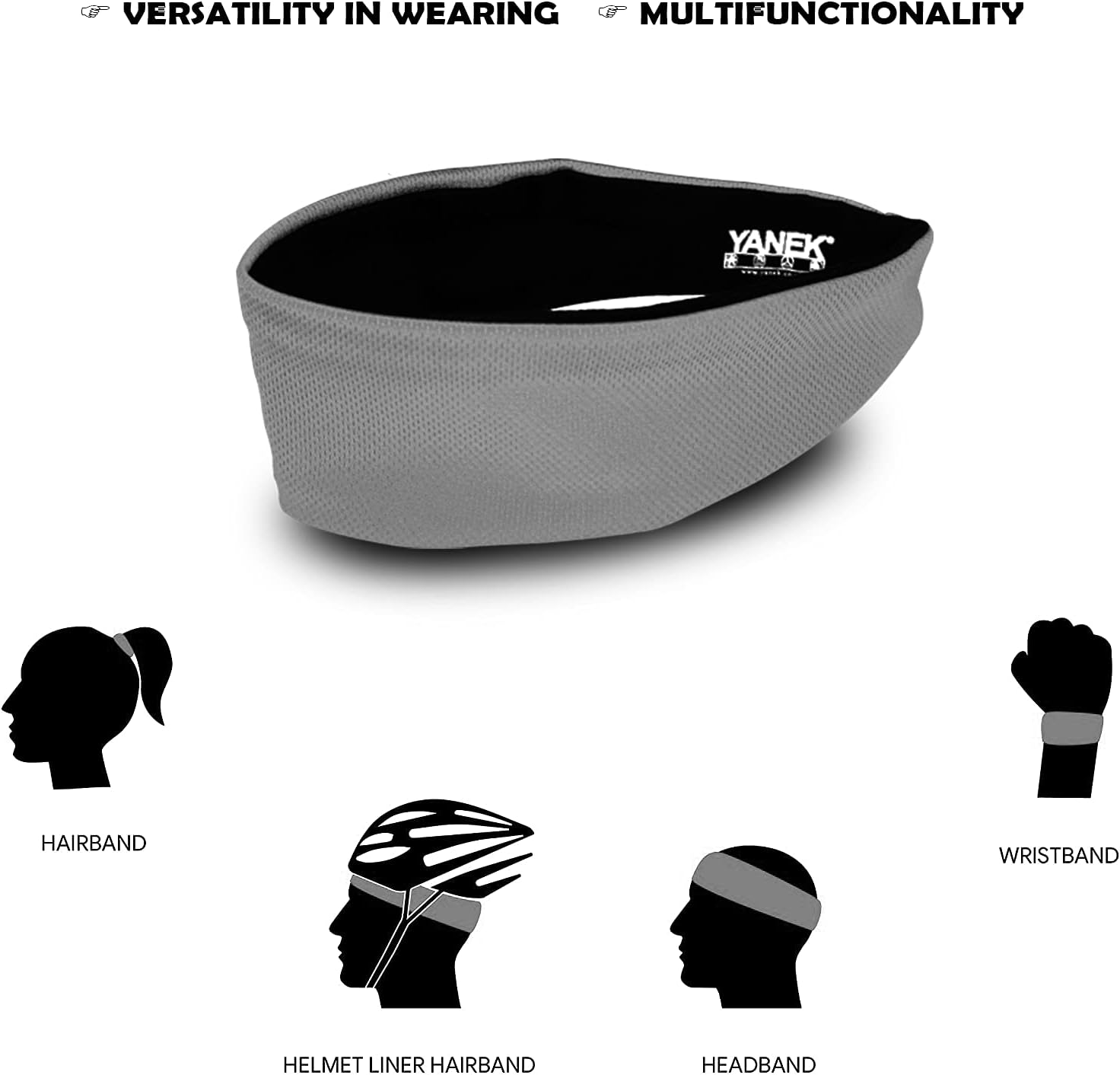 YANEK Headband – Unisex Sweatband with Anti-Odour & Non-Slip Grip | For Workout, Gym & Sports | Pack of 4 | Wholesale Sports Goods UAE.