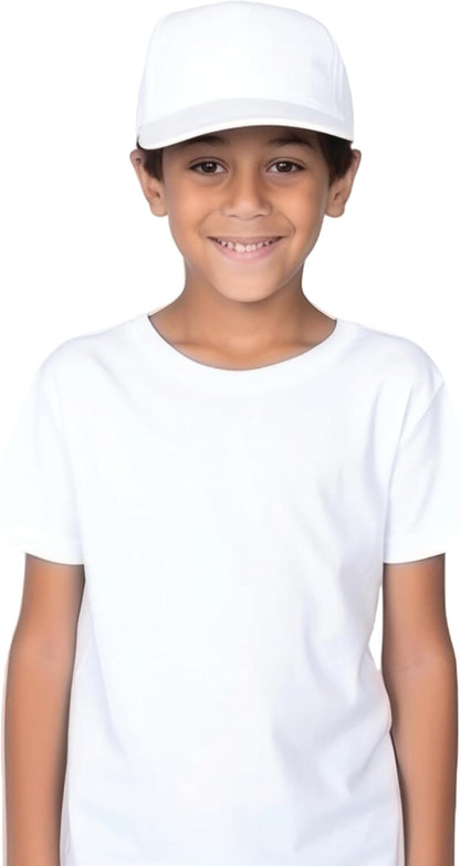 Yanek Kid's Baseball Cap with Velcro Closure Plain Cap for Boys & Girls | 100% Cotton, Ultra-Soft | Adjustable, Comfortable & UV protection 5-Panel