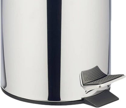 Yanek Stainless Steel Pedal Bin 5L - Compact Trash Can with Foot Pedal for Bathroom, Kitchen, Office, and Home Use - Durable, perfect for small trash items