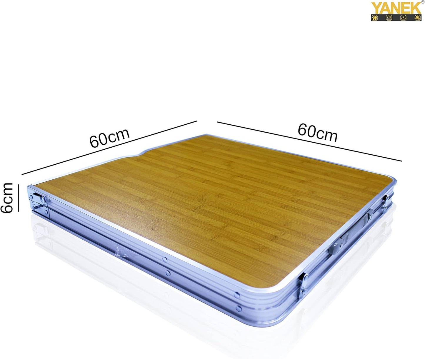 YANEK Folding Camping Table with 4 Foldable Chairs – Portable Wooden Top & Steel Frame Set | BBQ, Camping & Outdoor | Wholesale Outdoor Equipment UAE