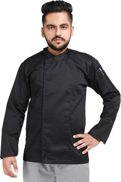 YANEK Men’s Chef Coat with Zipper – Breathable Cotton Blend, Durable Twill Fabric | Easy Care Kitchen Uniform | Wholesale Kitchen Uniforms UAE.