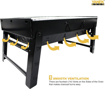 YANEK Portable BBQ Grill with Foldable Stand – Heavy-Duty Stainless Steel | Compact Outdoor Grill for Camping, Hiking, Tailgating & BBQ | Wholesale BBQ Grills UAE.