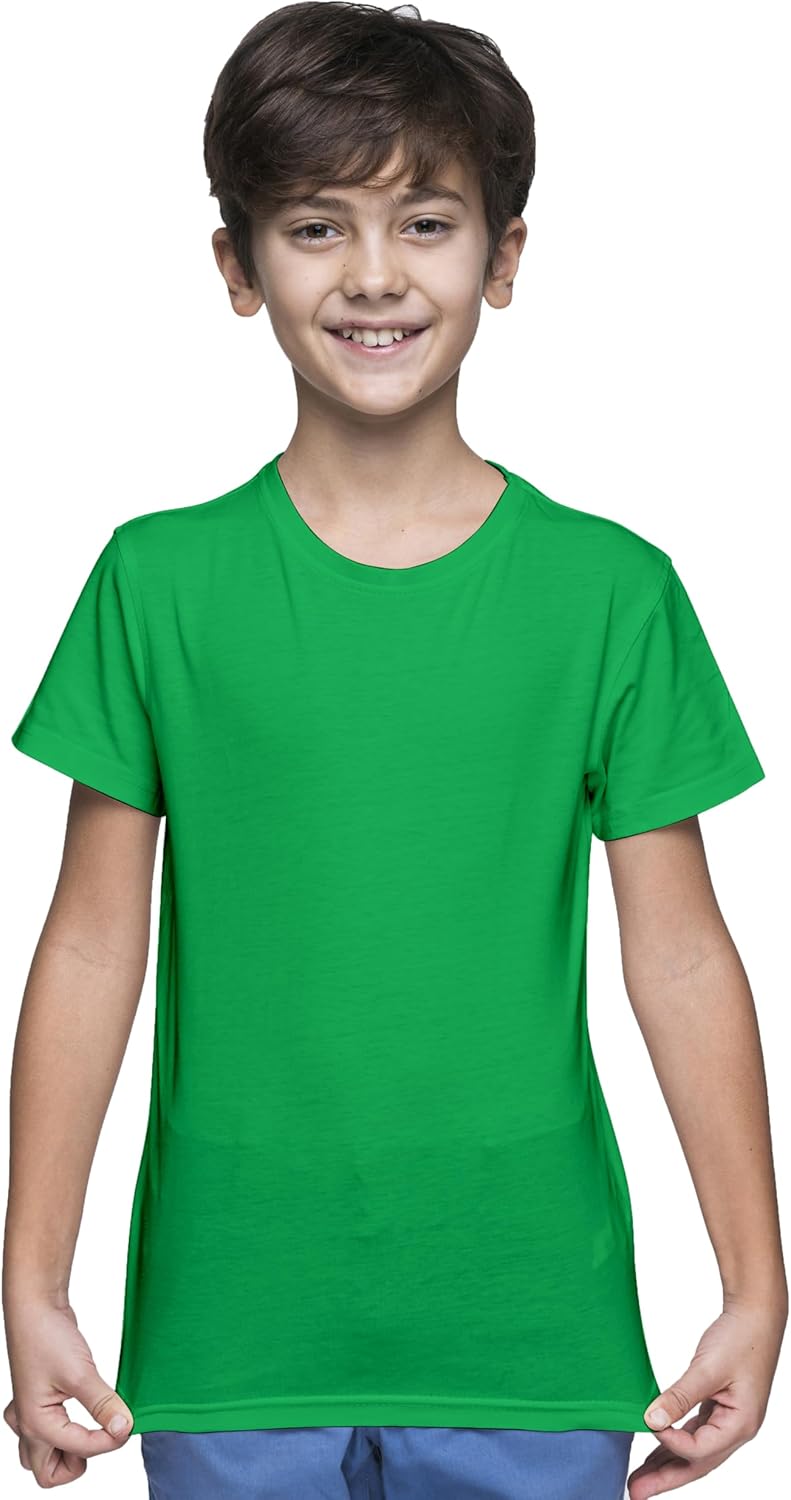 Yanek Cotton Short Sleeve Versatile Round Neck T-shirt for Boys and Girls - Plain, Perfect Comfortable Tee for School, Play, and Casual Wear