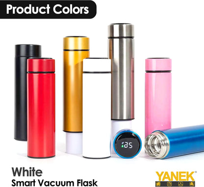 Yanek Smart Water Bottle Stainless Steel – Travel Mug with Smart LCD Touch Screen Temperature Display, Leak-Proof, Hot & Cold Beverage Flask, Ideal for Trave, Gym, Office, & Daily Use (BLACK)