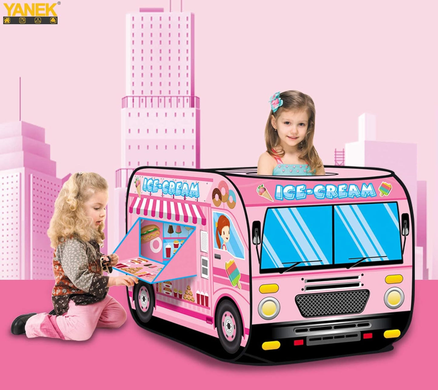 YANEK Kids Play Tent – School Bus | Foldable Indoor & Outdoor Tent with Carry Bag | Wholesale Camping Gear UAE.