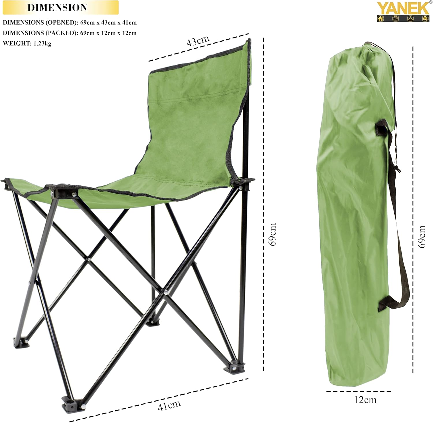 YANEK Foldable Camping Chair – Portable, Ultra-Light with Carry Bag (Red) | BBQ, Beach & Outdoor | Wholesale Camping Gear UAE.