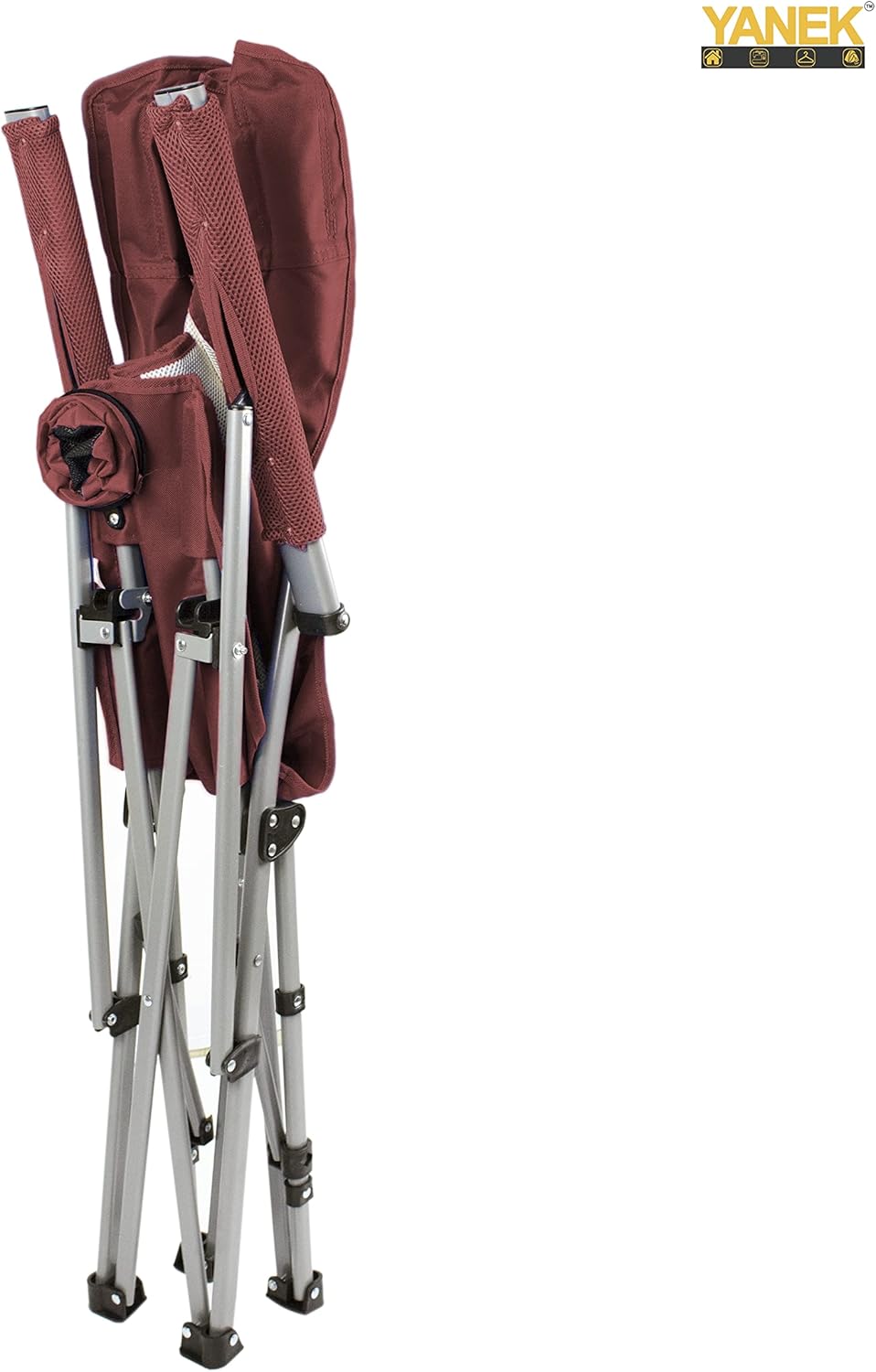 YANEK Foldable Heavy-Duty Camping Chair with Cup Holder – Portable Outdoor Chair with Carry Bag (Burgundy) | BBQ, Fishing & Beach | Wholesale Outdoor Equipment UAE.