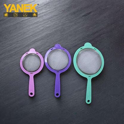 Yanek Premium Strainers with Ergonomic Sturdy Handles for Washing Fruits, Vegetables, and Cooking – Versatile Kitchen Drain Tools for Food Prep and Straining (Set of 3)