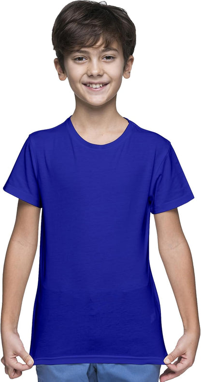 Yanek Cotton Short Sleeve Versatile Round Neck T-shirt for Boys and Girls - Plain, Perfect Comfortable Tee for School, Play, and Casual Wear
