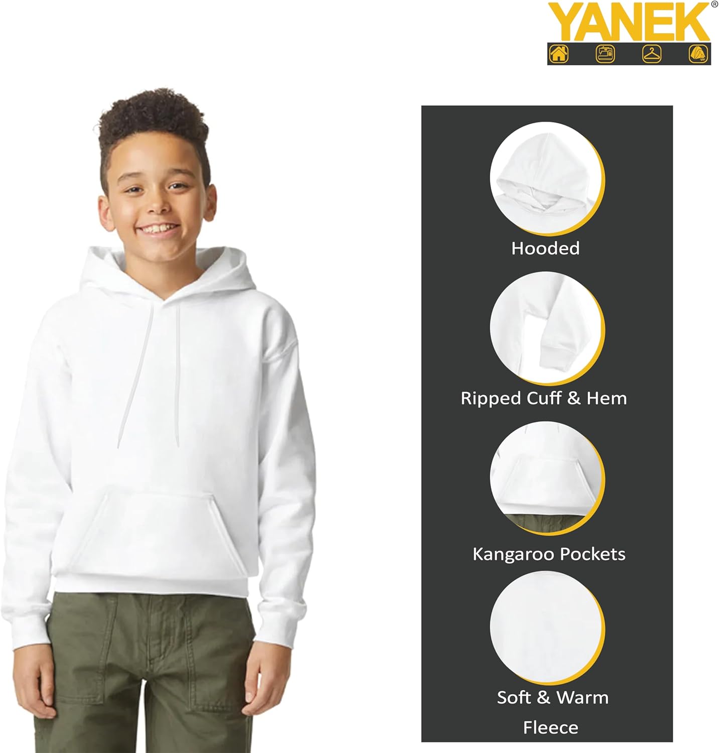 Yanek Plain Fleece Hoodie for Kids 300 GSM Soft & Cozy Warm Hooded for Boys & Girls,Outerwear,Ideal for School & Outdoor