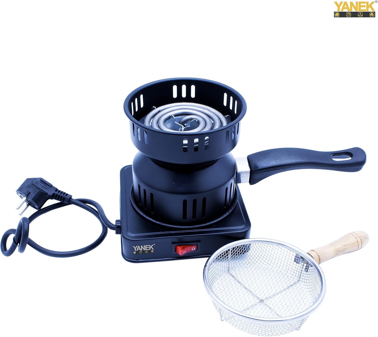 YANEK Charcoal Starter – Electric Coal Burner with Pan & Tong | For Hookah, Shisha, BBQ & Outdoor Cooking | Wholesale BBQ Grills & Fuel UAE.