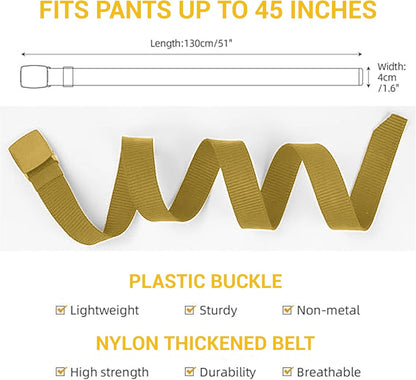 Yanek Men's Adjustable Work Belt Durable Nylon Canvas Metal-Free Buckle Effortless Airport Screening Ideal for Golf Travel Casual Wear Everyday Comfort Versatile Belt Design Easy Fit