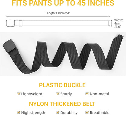 Yanek Men's Adjustable Work Belt Durable Nylon Canvas Metal-Free Buckle Effortless Airport Screening Ideal for Golf Travel Casual Wear Everyday Comfort Versatile Belt Design Easy Fit