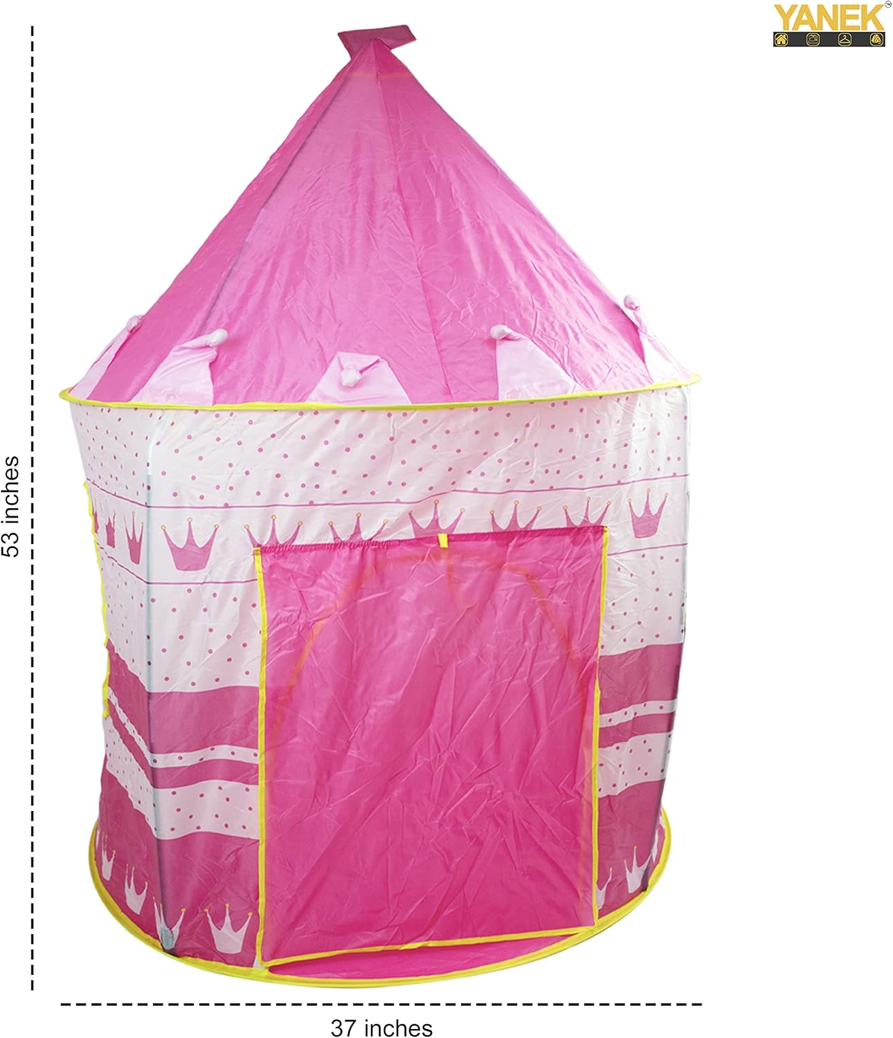 YANEK Kids Play Tent | Foldable Castle Playhouse | For Boys and Girls | For Indoor Games and Outdoor Camping | With Portable Carry Bag (Pink).
