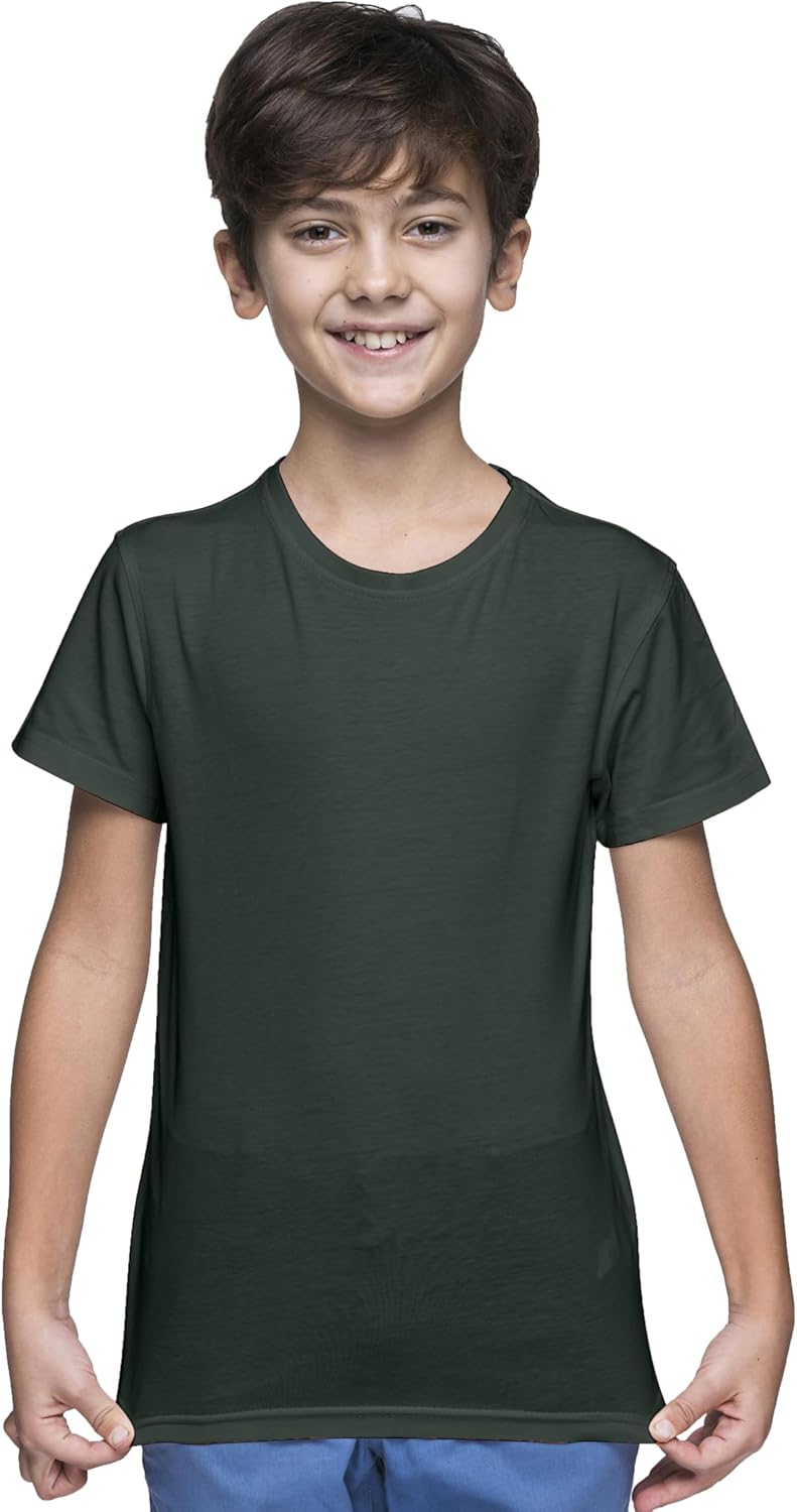 Yanek Cotton Short Sleeve Versatile Round Neck T-shirt for Boys and Girls - Plain, Perfect Comfortable Tee for School, Play, and Casual Wear