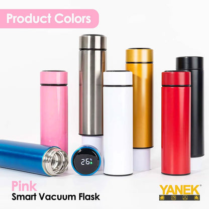 Yanek Smart Water Bottle Stainless Steel – Travel Mug with Smart LCD Touch Screen Temperature Display, Leak-Proof, Hot & Cold Beverage Flask, Ideal for Trave, Gym, Office, & Daily Use (BLACK)
