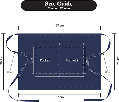 YANEK Kitchen Short Apron | Unisex | Chef Kitchen Adjustable Bib Apron with Pockets & Adjustable Tie Rope | For Home, Restaurant, Café, Hotel, Bakery, Salon