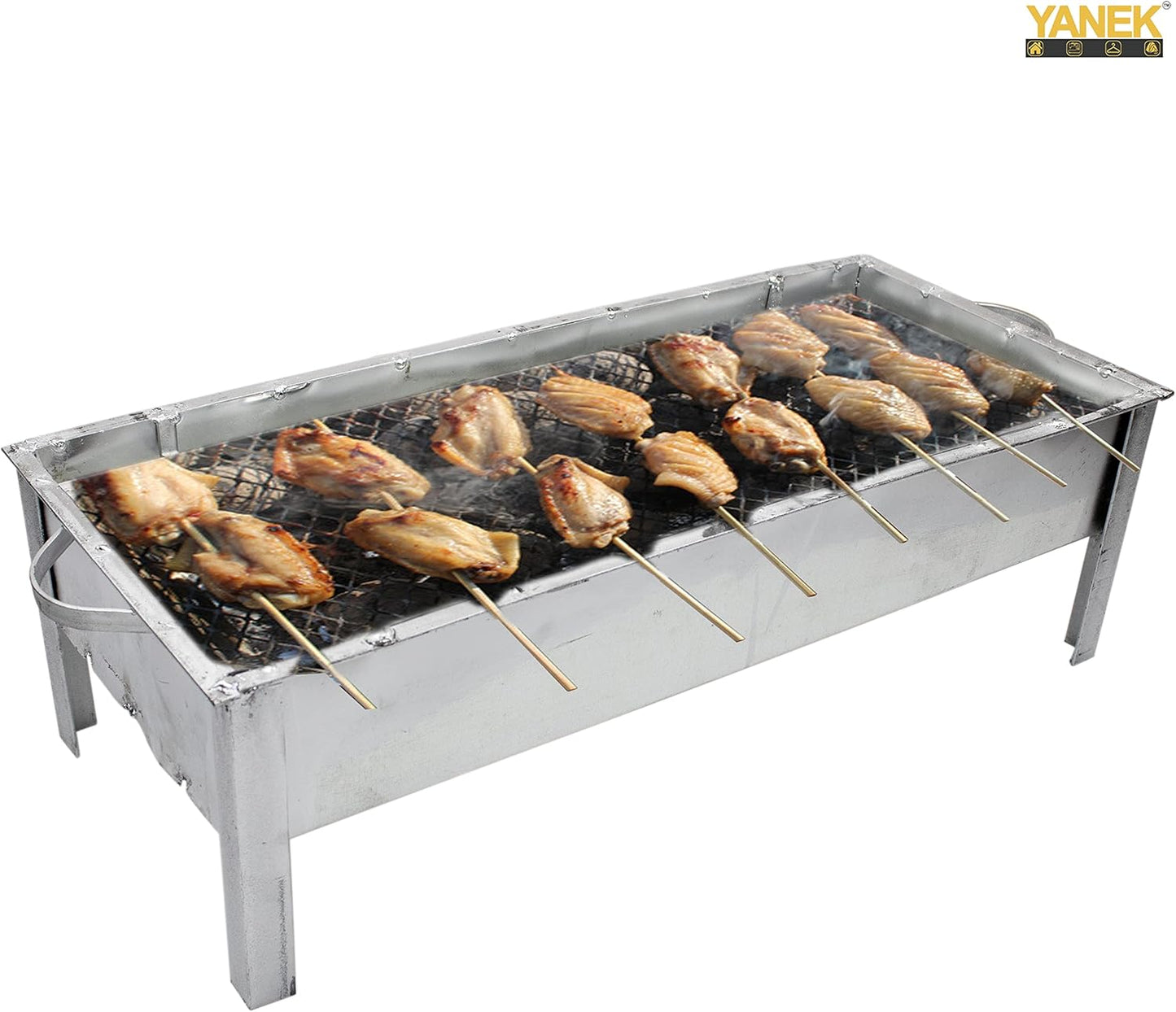 YANEK BBQ Grill – Galva Silver Portable Stainless Steel Grill | For Camping, Picnic, BBQ & Outdoor Cooking | Wholesale BBQ Grills UAE.