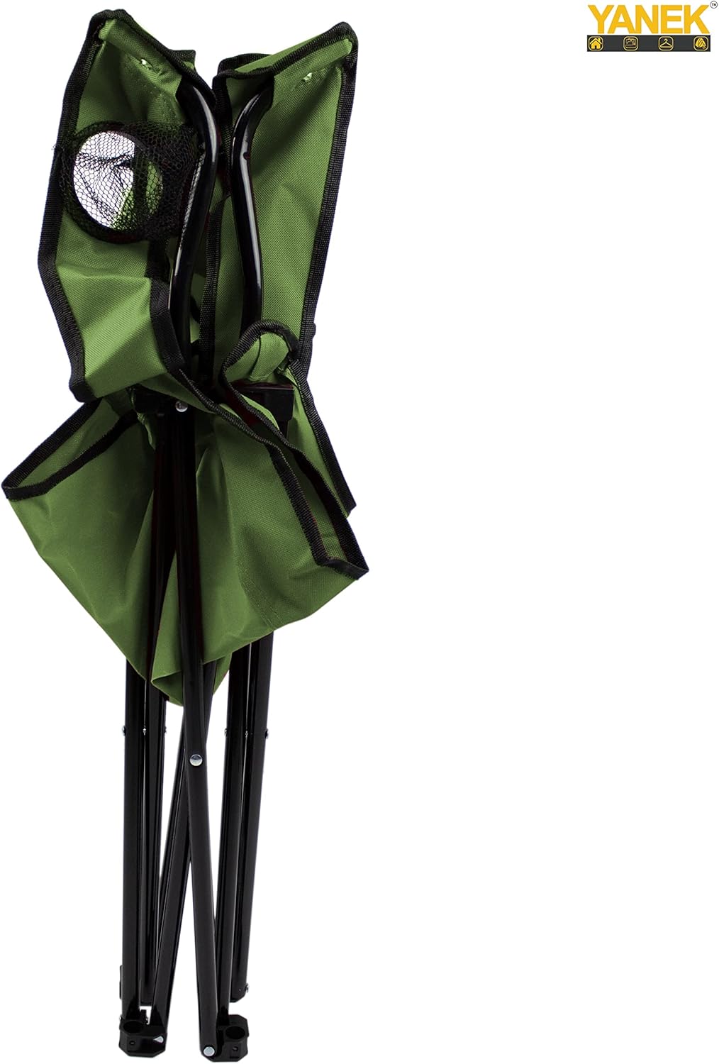 YANEK Folding Camping Chair with Cup Holder – Portable Outdoor Beach Chair with Carry Bag (Green) | BBQ, Camping & Picnic | Wholesale Camping Gear UAE.