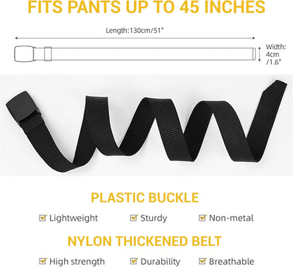 Yanek Men's Adjustable Work Belt Durable Nylon Canvas Metal-Free Buckle Effortless Airport Screening Ideal for Golf Travel Casual Wear Everyday Comfort Versatile Belt Design Easy Fit