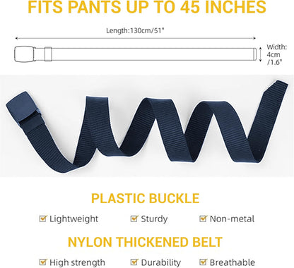 Yanek Men's Adjustable Work Belt Durable Nylon Canvas Metal-Free Buckle Effortless Airport Screening Ideal for Golf Travel Casual Wear Everyday Comfort Versatile Belt Design Easy Fit
