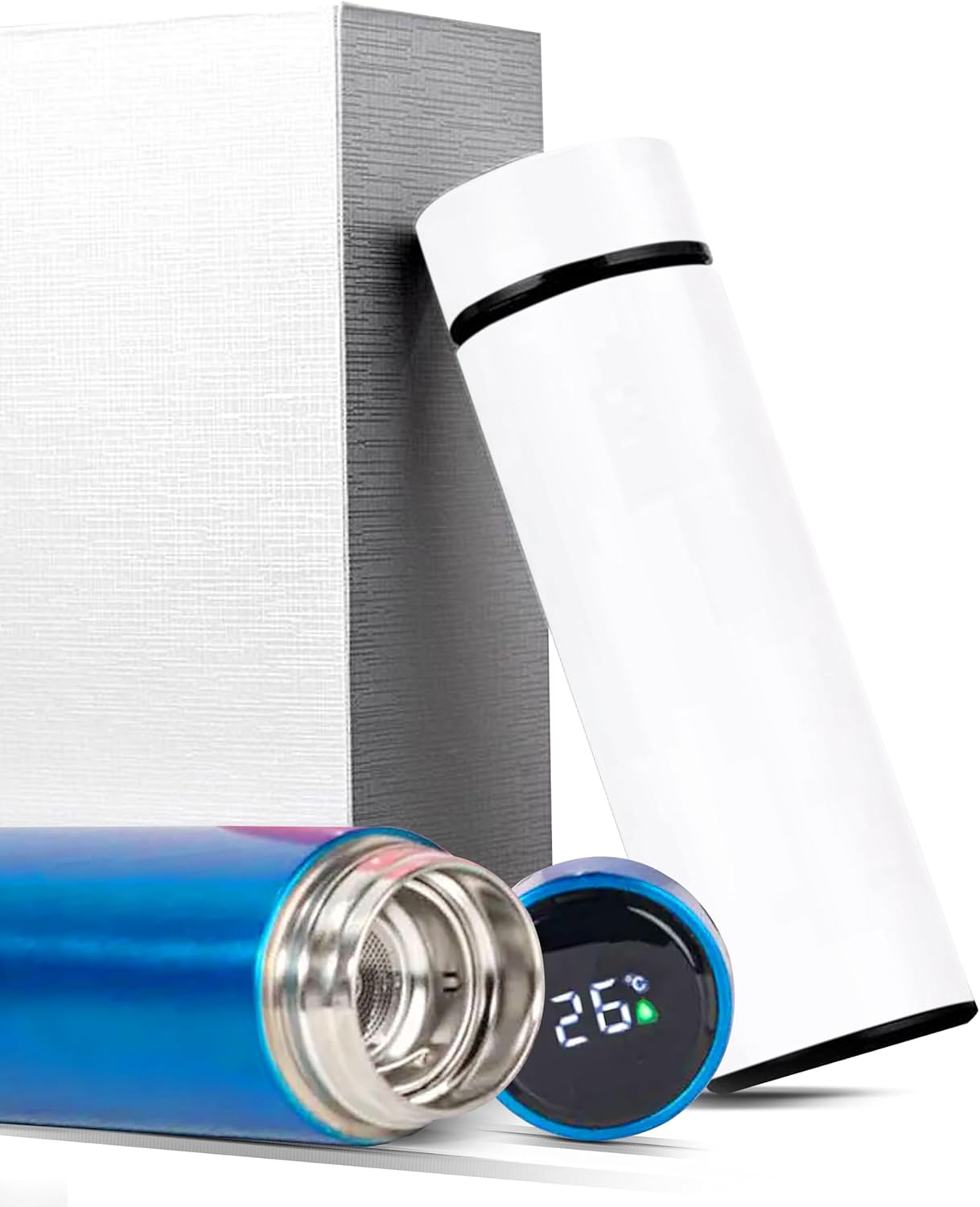 Yanek Smart Water Bottle Stainless Steel – Travel Mug with Smart LCD Touch Screen Temperature Display, Leak-Proof, Hot & Cold Beverage Flask, Ideal for Trave, Gym, Office, & Daily Use (BLACK)