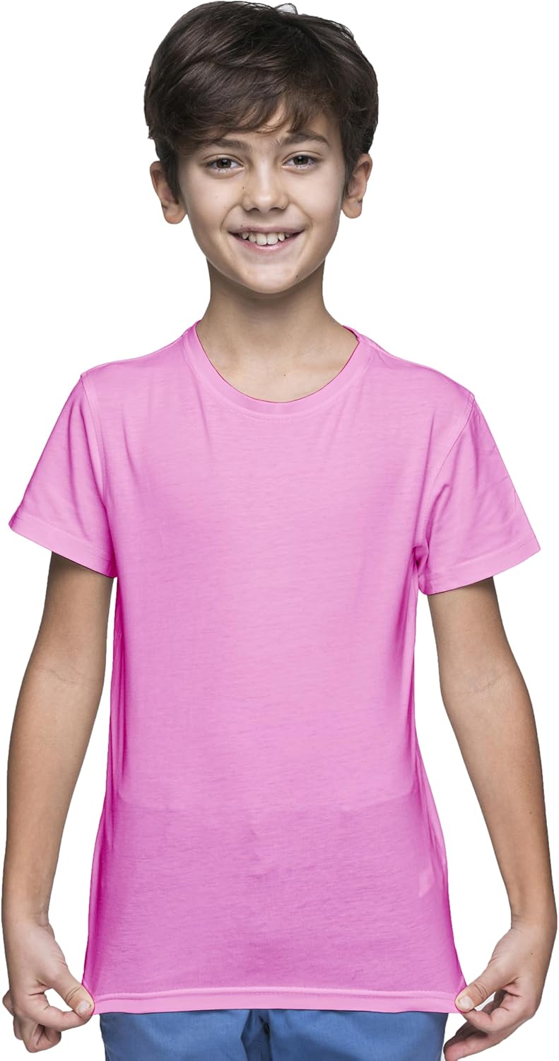 Yanek Cotton Short Sleeve Versatile Round Neck T-shirt for Boys and Girls - Plain, Perfect Comfortable Tee for School, Play, and Casual Wear