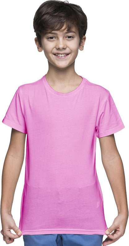 Yanek Cotton Short Sleeve Versatile Round Neck T-shirt for Boys and Girls - Plain, Perfect Comfortable Tee for School, Play, and Casual Wear
