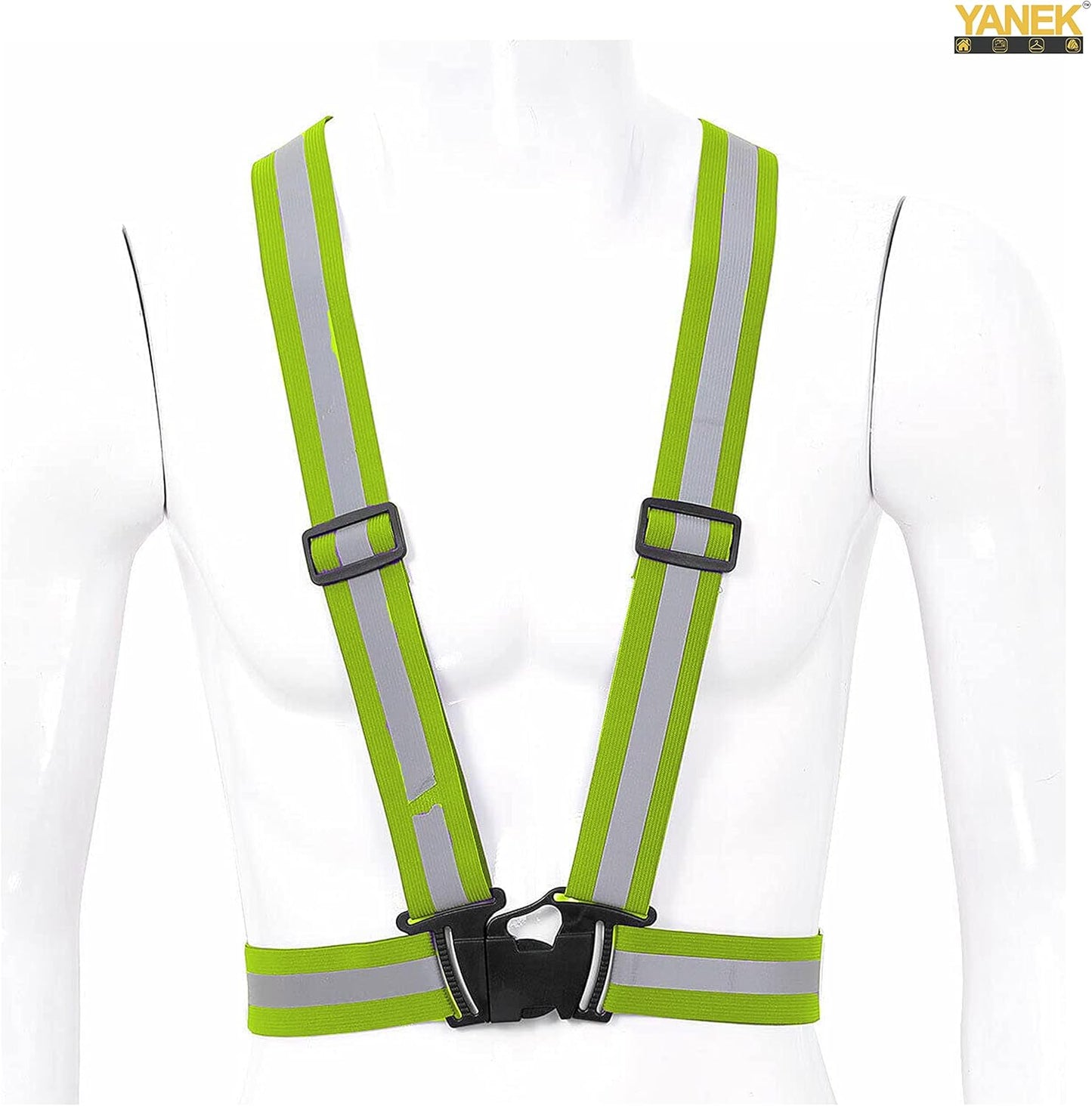YANEK Reflective Safety Vest Belt – Adjustable High Visibility Strap for Running, Cycling, Walking & Outdoor Safety | Neon Green | Wholesale Sports Goods UAE.