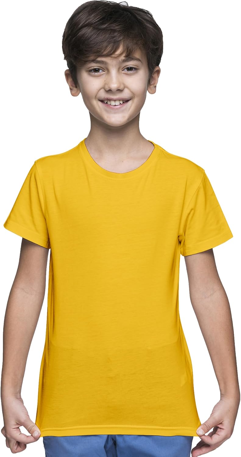 Yanek Cotton Short Sleeve Versatile Round Neck T-shirt for Boys and Girls - Plain, Perfect Comfortable Tee for School, Play, and Casual Wear