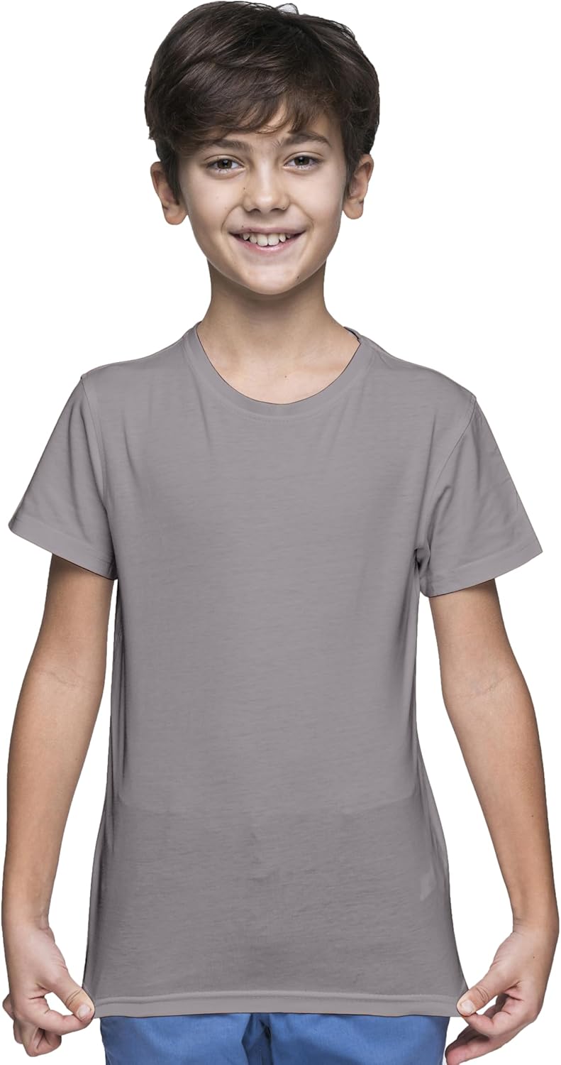 Yanek Cotton Short Sleeve Versatile Round Neck T-shirt for Boys and Girls - Plain, Perfect Comfortable Tee for School, Play, and Casual Wear