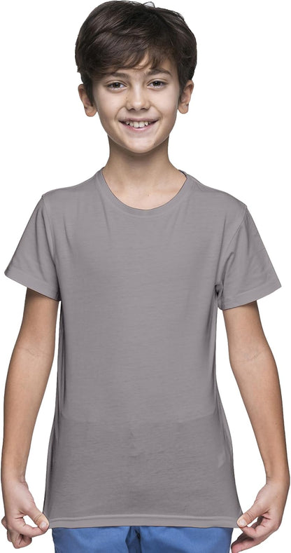 Yanek Cotton Short Sleeve Versatile Round Neck T-shirt for Boys and Girls - Plain, Perfect Comfortable Tee for School, Play, and Casual Wear