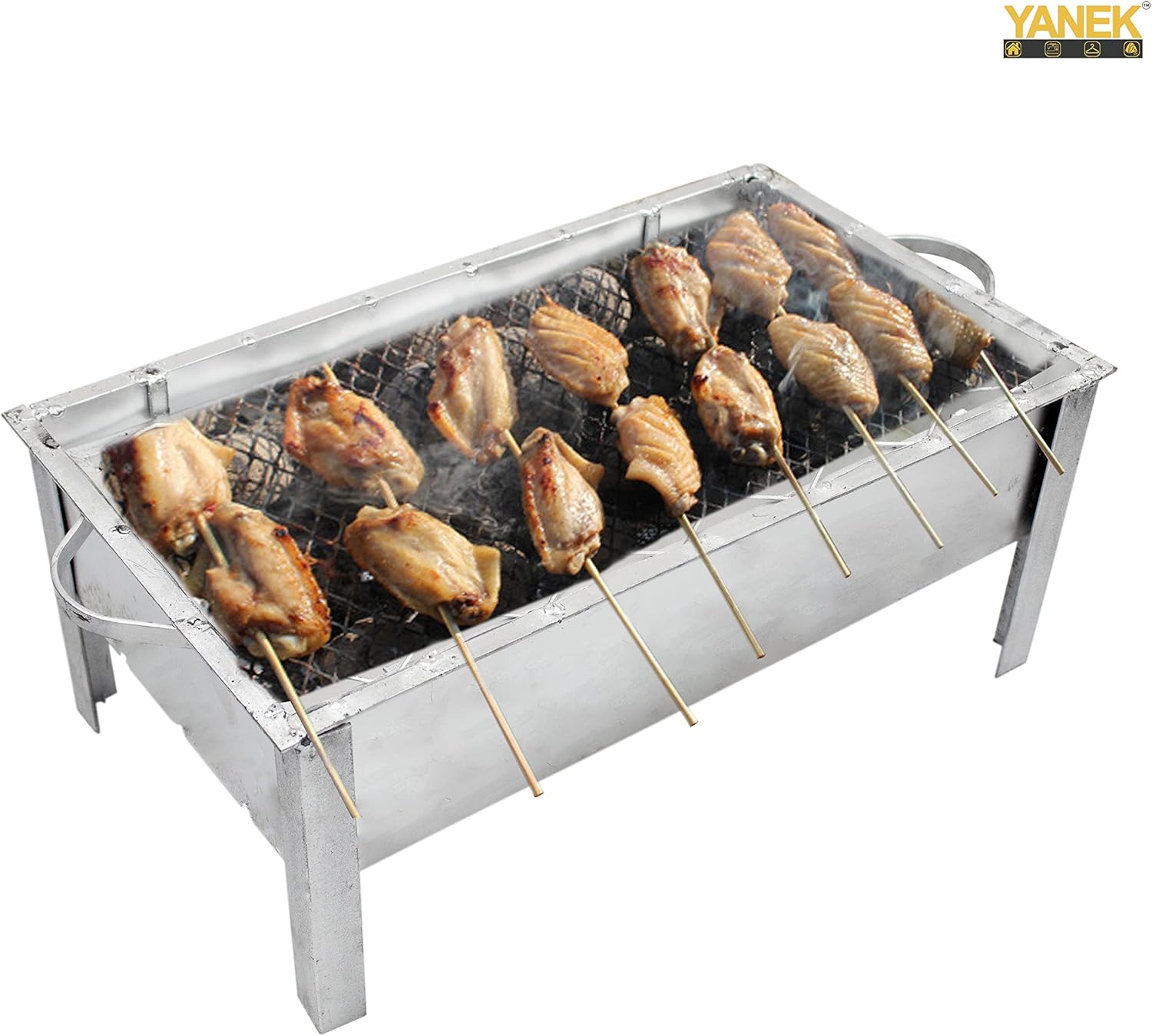 YANEK BBQ Grill – Galva Silver Portable Stainless Steel Grill | For Camping, Picnic, BBQ & Outdoor Cooking | Wholesale BBQ Grills UAE.