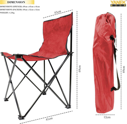 YANEK Foldable Camping Chair – Portable, Ultra-Light with Carry Bag (Red) | BBQ, Beach & Outdoor | Wholesale Camping Gear UAE.