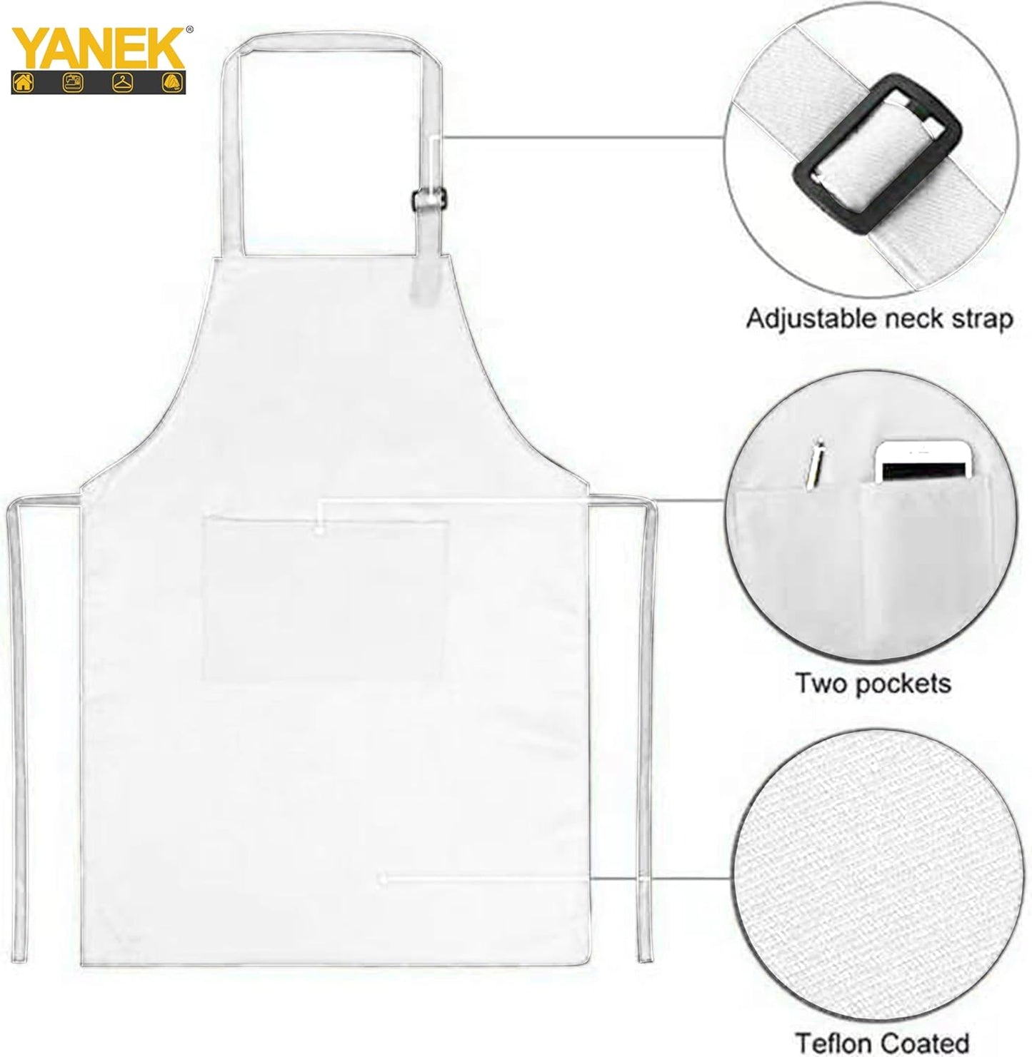 YANEK Kids Apron and Chef Hat Cooking Set, Adjustable Children Kitchen Chef Apron with 2 Pocket & Chef hat | Chef costume for kids, kids apron for painting set, Baking, Cooking (5-12 years)