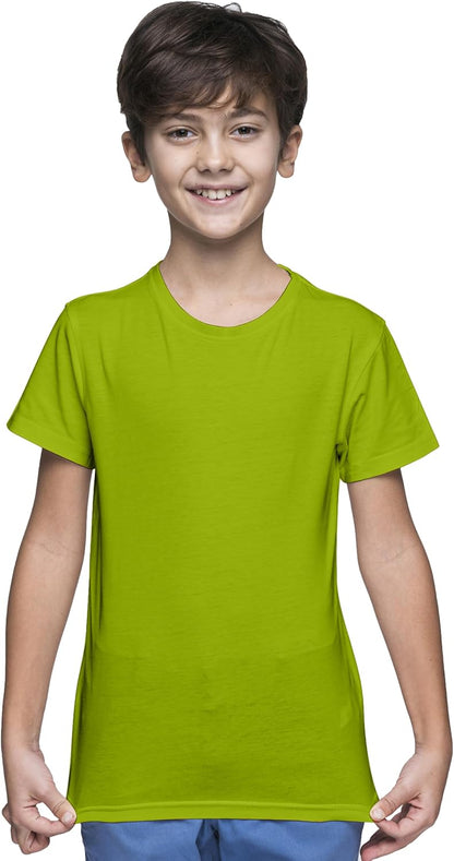Yanek Cotton Short Sleeve Versatile Round Neck T-shirt for Boys and Girls - Plain, Perfect Comfortable Tee for School, Play, and Casual Wear