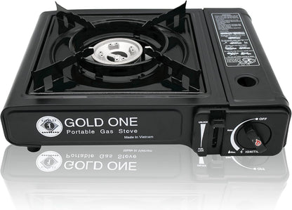 YANEK Portable Gas Stove – Black Butane Stove with Carry Case | Camping, BBQ & Emergency Cooking | Wholesale BBQ Grills & Fuel UAE.