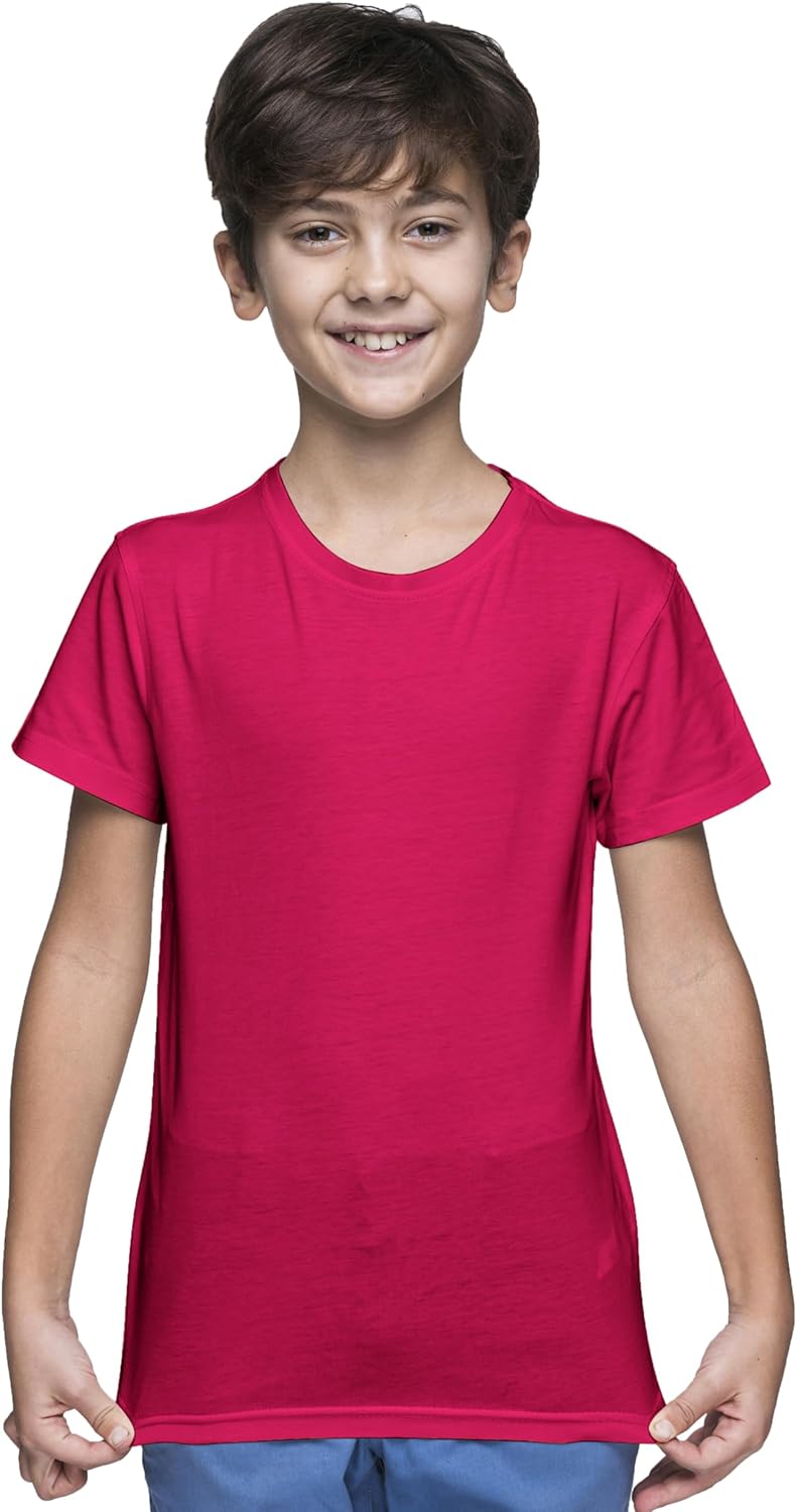 Yanek Cotton Short Sleeve Versatile Round Neck T-shirt for Boys and Girls - Plain, Perfect Comfortable Tee for School, Play, and Casual Wear