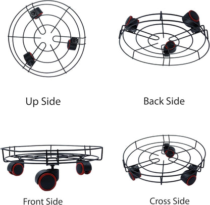 Yanek Rolling Potted Rack Planter for Outdoor Railing – Adjustable Gas Stand with Multi-Tier Design for Balcony, Patio, Deck, and Garden - Durable, Space-Saving Plant Holder for Flowers and Herbs