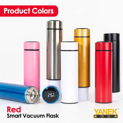 Yanek Smart Water Bottle Stainless Steel – Travel Mug with Smart LCD Touch Screen Temperature Display, Leak-Proof, Hot & Cold Beverage Flask, Ideal for Trave, Gym, Office, & Daily Use (BLACK)
