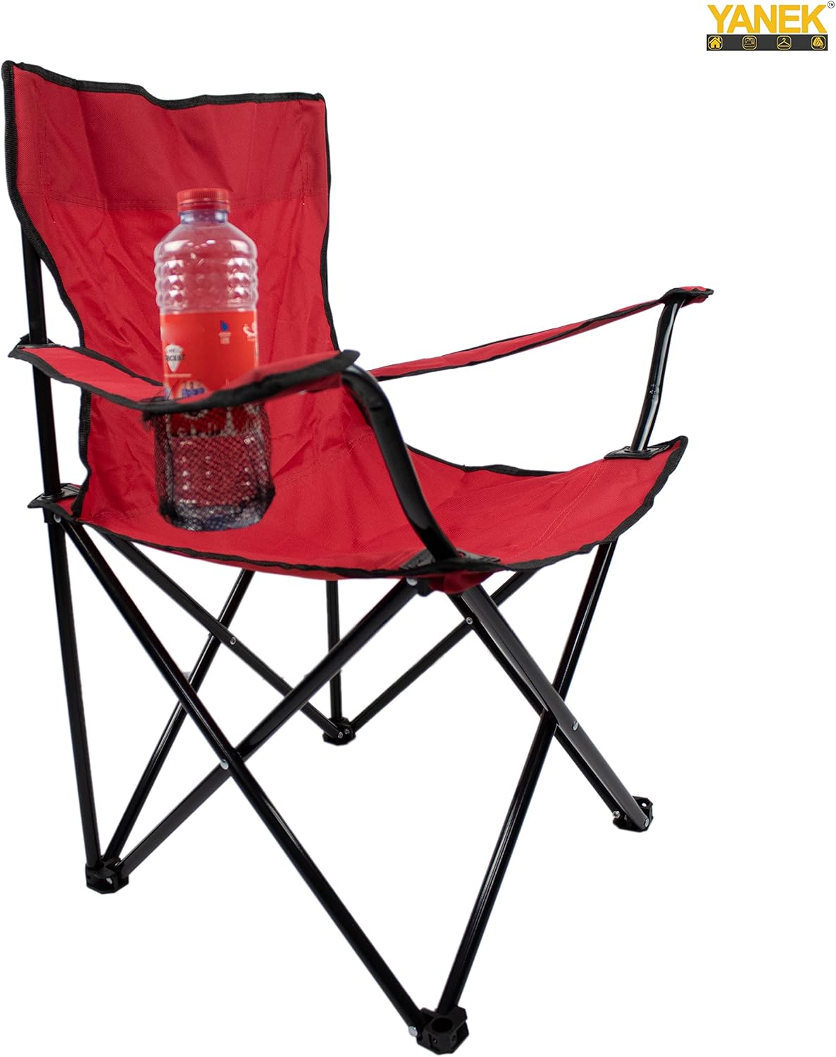 YANEK Folding Camping Chair with Cup Holder – Portable Outdoor Beach Chair with Carry Bag (Green) | BBQ, Camping & Picnic | Wholesale Camping Gear UAE.