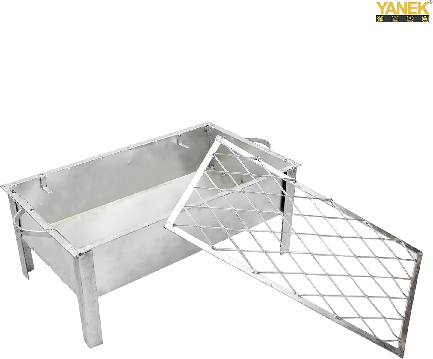 YANEK BBQ Grill – Galva Silver Portable Stainless Steel Grill | For Camping, Picnic, BBQ & Outdoor Cooking | Wholesale BBQ Grills UAE.