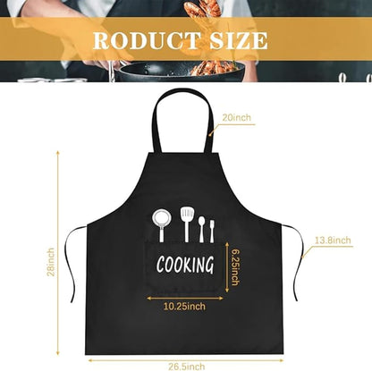 Yanek 2-Pack Adjustable Kitchen Aprons with Pockets – Waterproof, Oil-Proof Chef Bib Aprons with Adjustable Neck Strap, Perfect for Cooking, Baking, Grilling, and Household Use (White, Black)