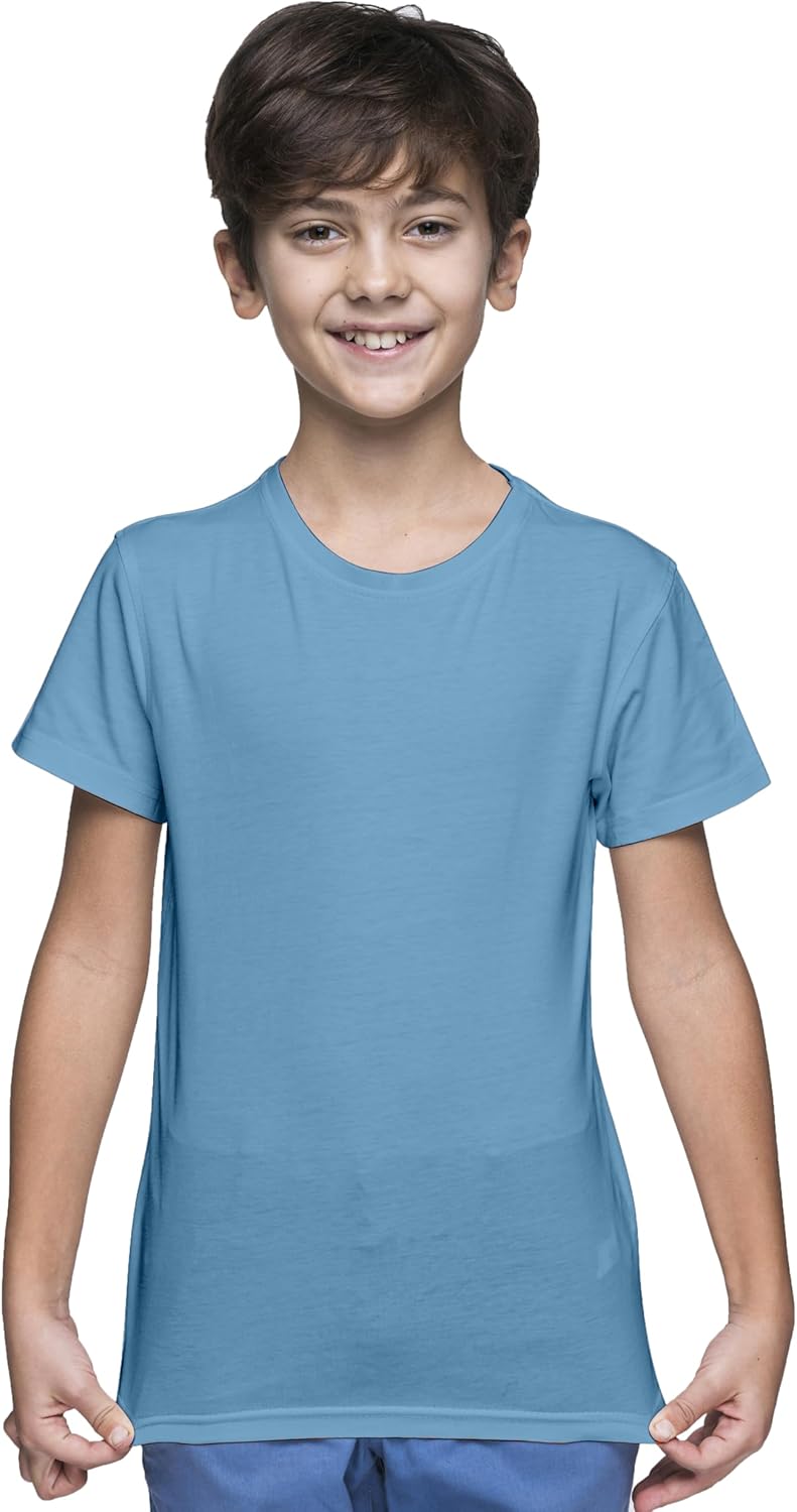 Yanek Cotton Short Sleeve Versatile Round Neck T-shirt for Boys and Girls - Plain, Perfect Comfortable Tee for School, Play, and Casual Wear
