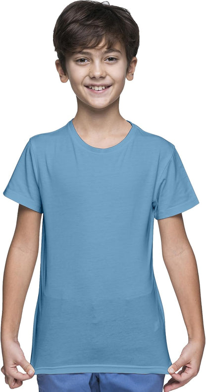 Yanek Cotton Short Sleeve Versatile Round Neck T-shirt for Boys and Girls - Plain, Perfect Comfortable Tee for School, Play, and Casual Wear