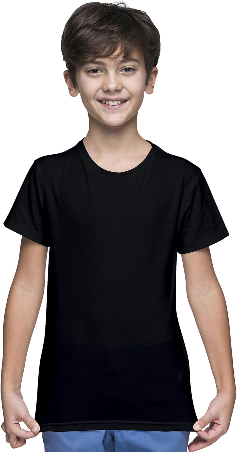 Yanek Cotton Short Sleeve Versatile Round Neck T-shirt for Boys and Girls - Plain, Perfect Comfortable Tee for School, Play, and Casual Wear