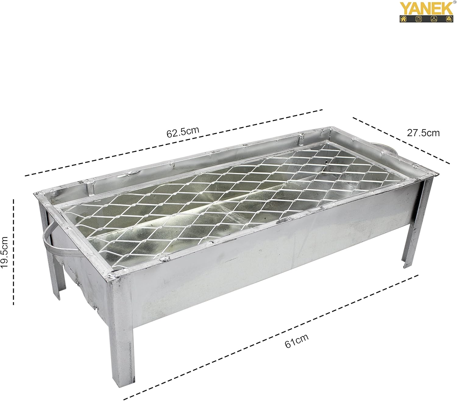 YANEK BBQ Grill – Galva Silver Portable Stainless Steel Grill | For Camping, Picnic, BBQ & Outdoor Cooking | Wholesale BBQ Grills UAE.