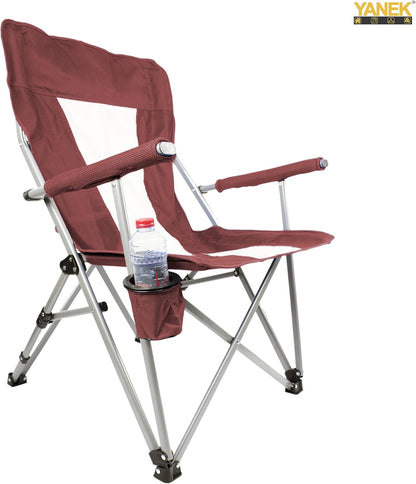 YANEK Foldable Heavy-Duty Camping Chair with Cup Holder – Portable Outdoor Chair with Carry Bag (Burgundy) | BBQ, Fishing & Beach | Wholesale Outdoor Equipment UAE.